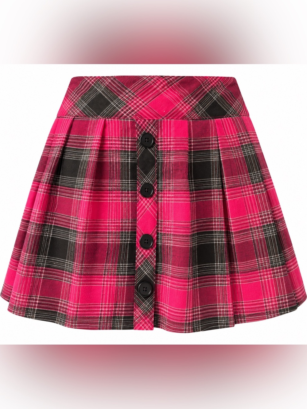 Pink Plaid Mini Skirt Y2K E-Girl Schoolgirl Pleated Medium